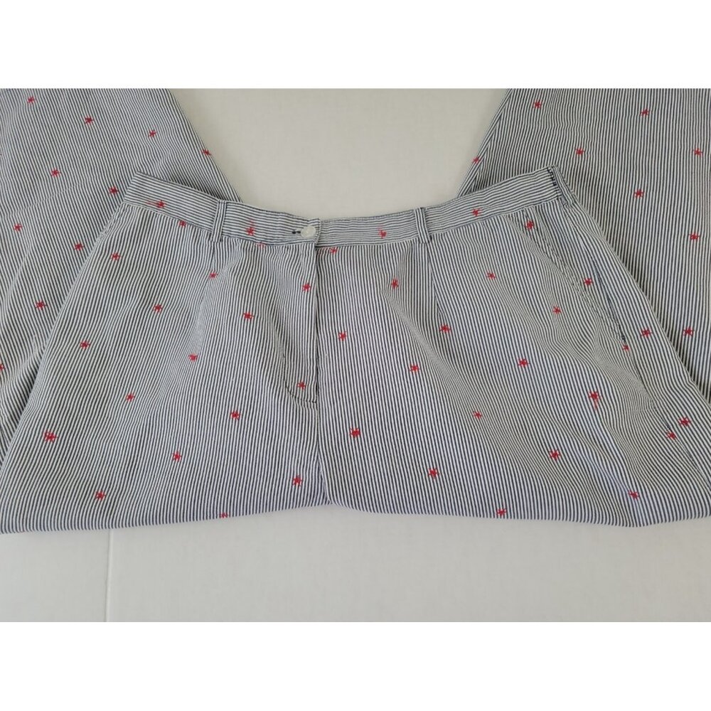 Sag Harbor Womens Pants 18 Plus Capri Embroider Stars Gray Stripe STR11E